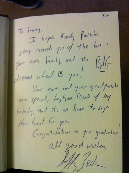 Jeff's inscription on Sammy's book (March 2010) - Copy